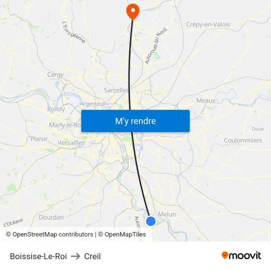 Boissise-Le-Roi to Creil map