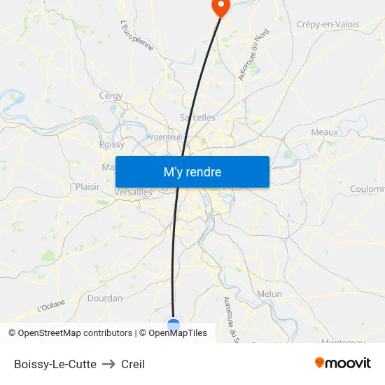 Boissy-Le-Cutte to Creil map