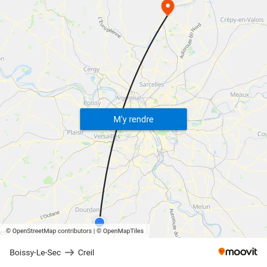 Boissy-Le-Sec to Creil map