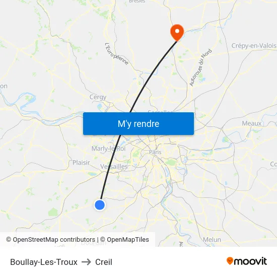 Boullay-Les-Troux to Creil map