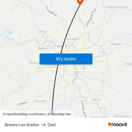 Brieres-Les-Scelles to Creil map