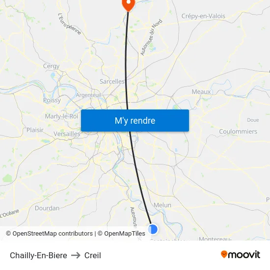 Chailly-En-Biere to Creil map
