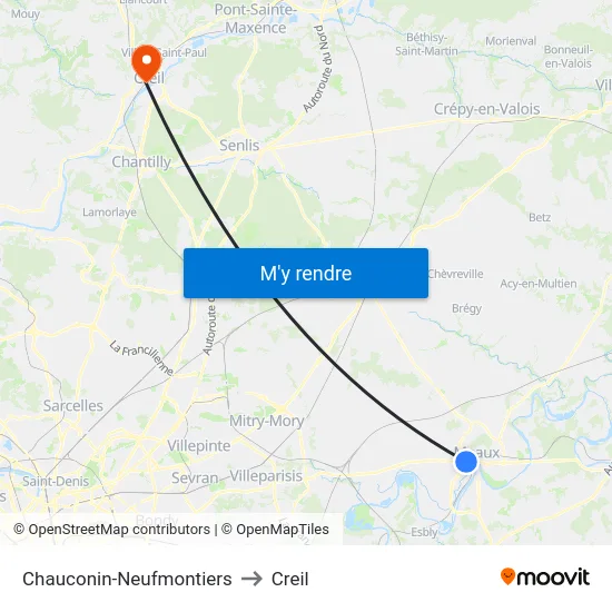 Chauconin-Neufmontiers to Creil map