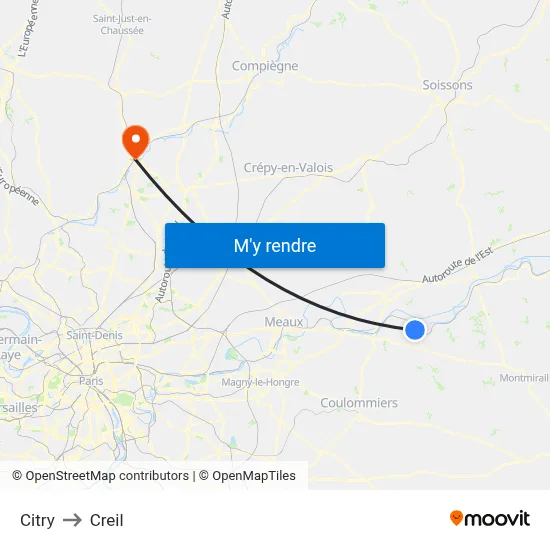 Citry to Creil map