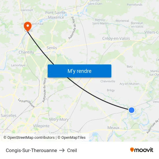 Congis-Sur-Therouanne to Creil map