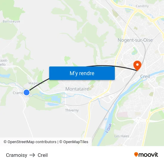 Cramoisy to Creil map