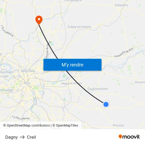 Dagny to Creil map
