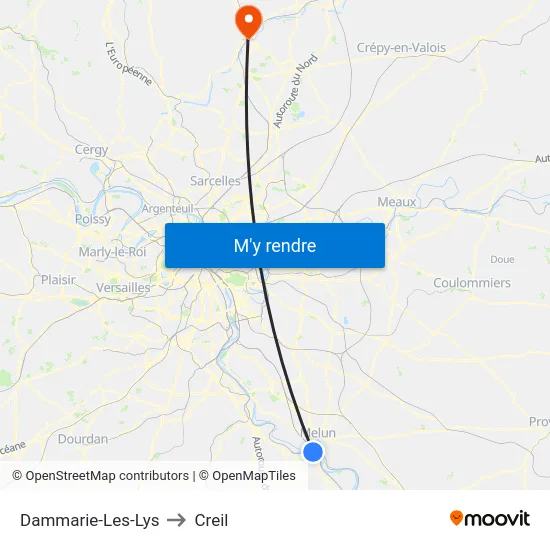 Dammarie-Les-Lys to Creil map