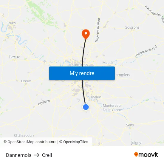 Dannemois to Creil map