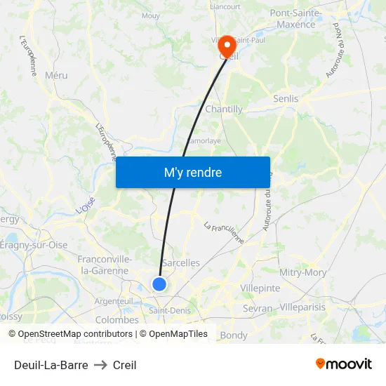 Deuil-La-Barre to Creil map