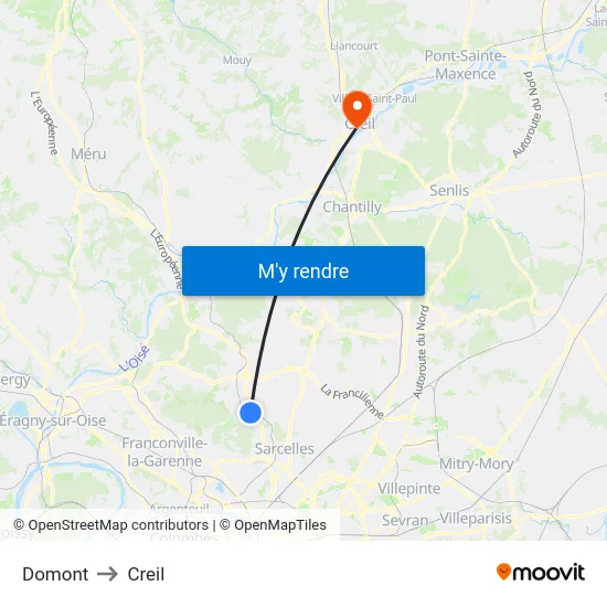 Domont to Creil map