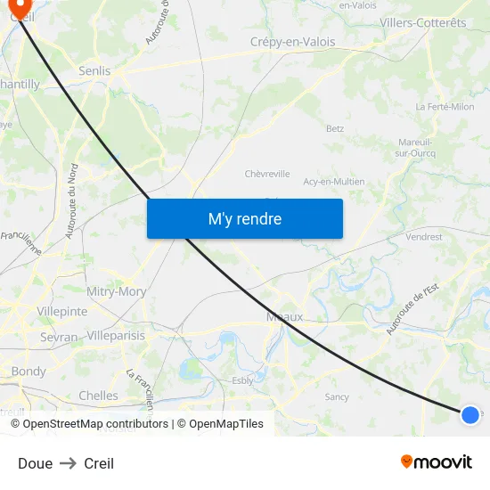 Doue to Creil map