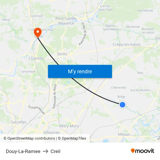 Douy-La-Ramee to Creil map