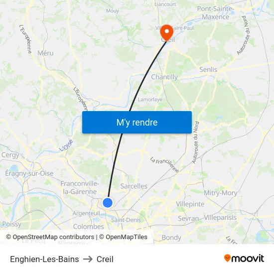 Enghien-Les-Bains to Creil map