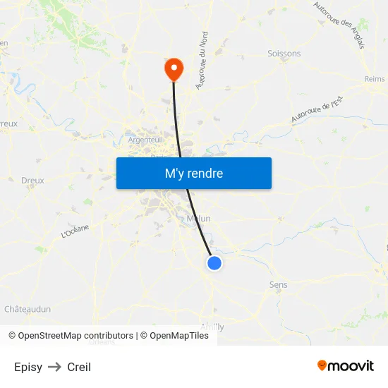 Episy to Creil map