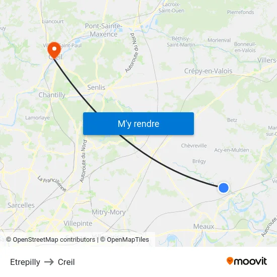 Etrepilly to Creil map