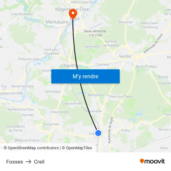 Fosses to Creil map