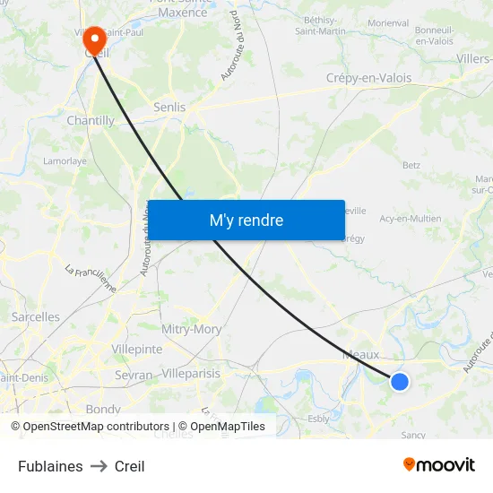 Fublaines to Creil map