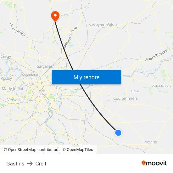 Gastins to Creil map