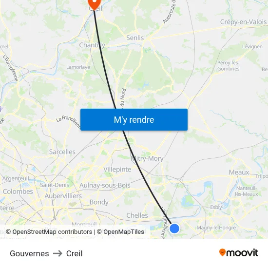 Gouvernes to Creil map