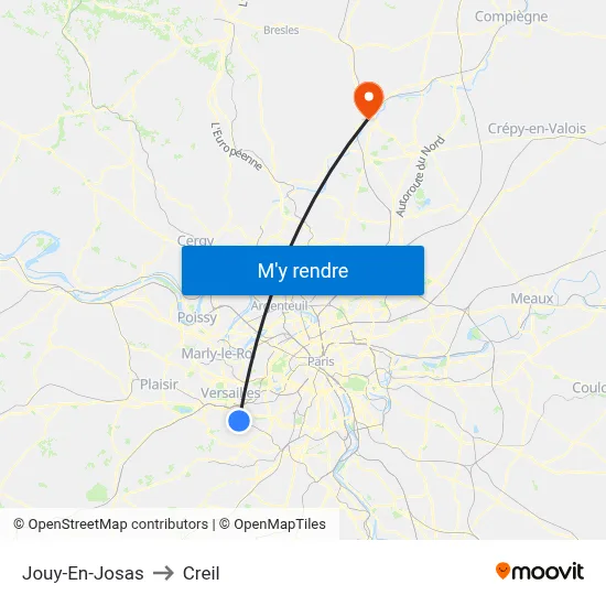 Jouy-En-Josas to Creil map