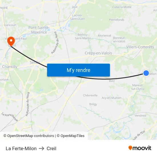 La Ferte-Milon to Creil map