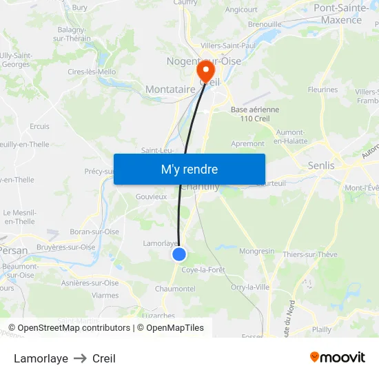 Lamorlaye to Creil map