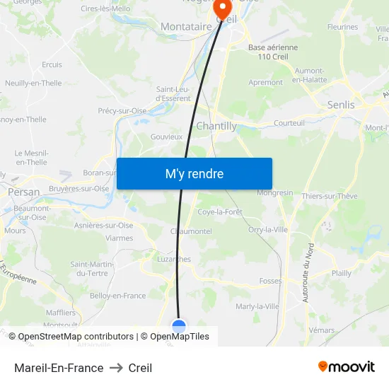 Mareil-En-France to Creil map