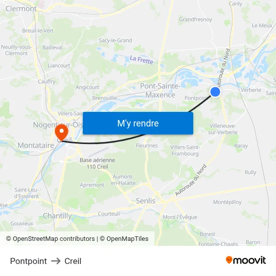 Pontpoint to Creil map