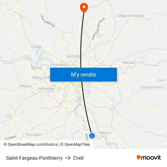 Saint-Fargeau-Ponthierry to Creil map