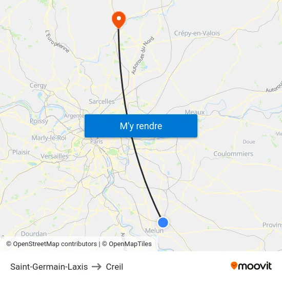 Saint-Germain-Laxis to Creil map