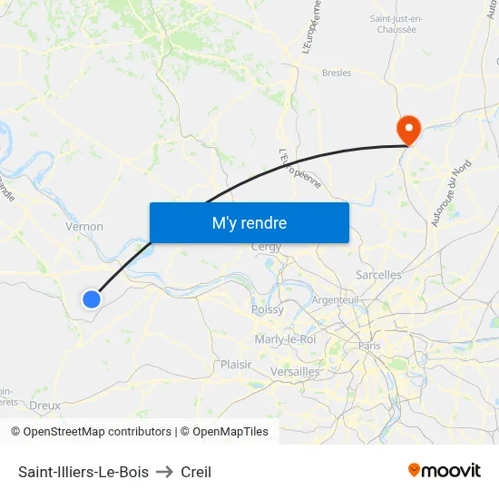 Saint-Illiers-Le-Bois to Creil map