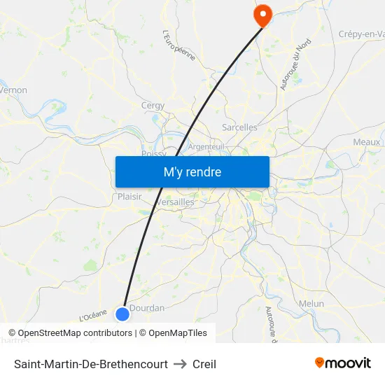 Saint-Martin-De-Brethencourt to Creil map