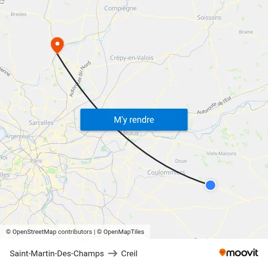 Saint-Martin-Des-Champs to Creil map