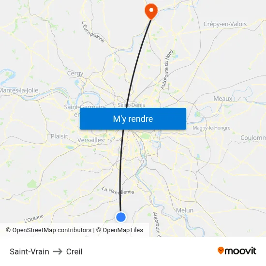 Saint-Vrain to Creil map