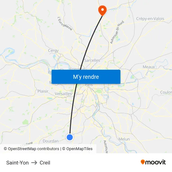 Saint-Yon to Creil map