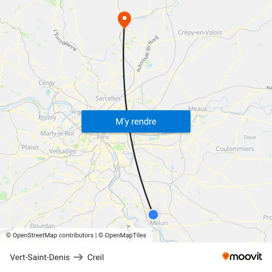 Vert-Saint-Denis to Creil map