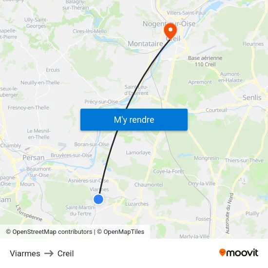 Viarmes to Creil map