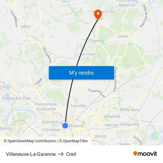 Villeneuve-La-Garenne to Creil map