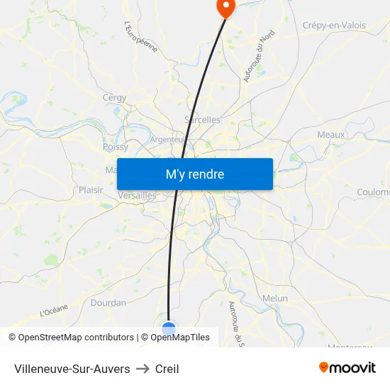 Villeneuve-Sur-Auvers to Creil map
