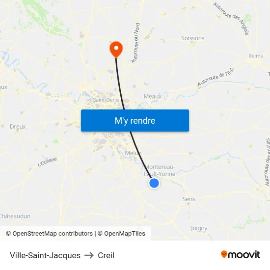 Ville-Saint-Jacques to Creil map