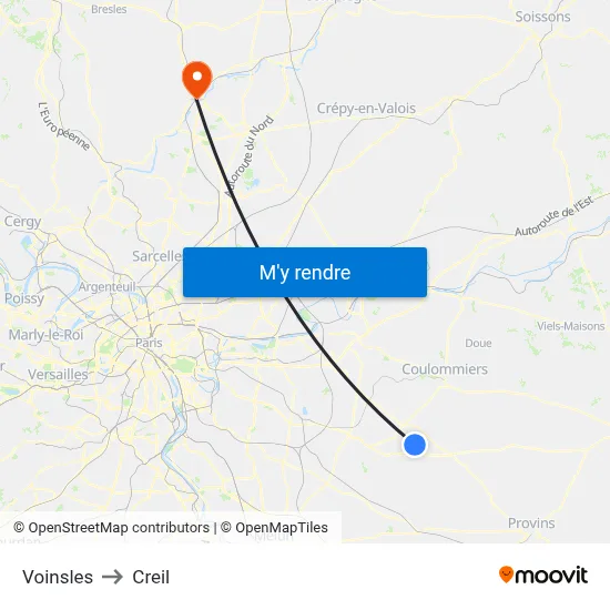 Voinsles to Creil map