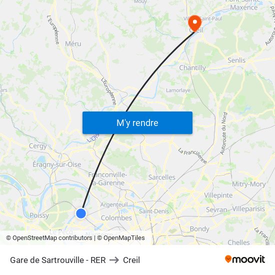 Gare de Sartrouville - RER to Creil map