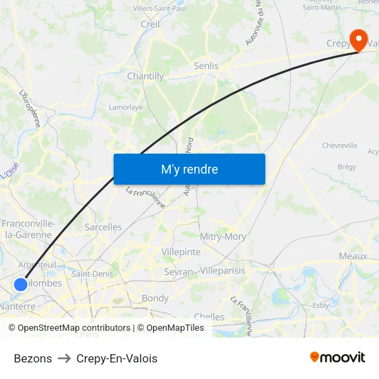 Bezons to Crepy-En-Valois map
