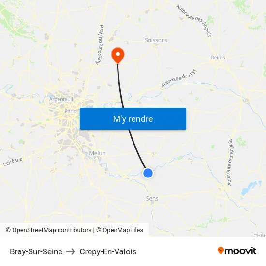 Bray-Sur-Seine to Crepy-En-Valois map