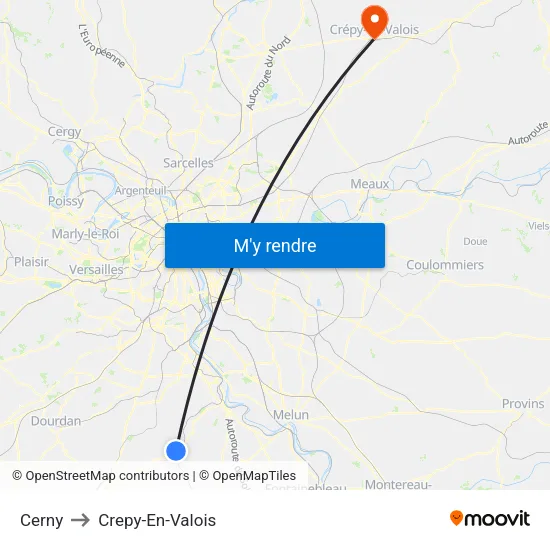 Cerny to Crepy-En-Valois map