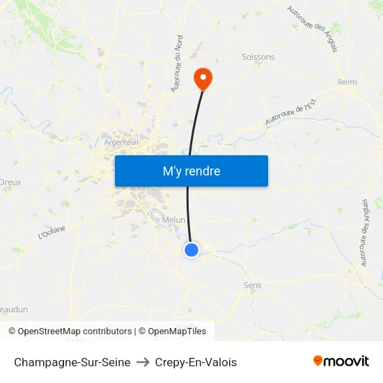 Champagne-Sur-Seine to Crepy-En-Valois map