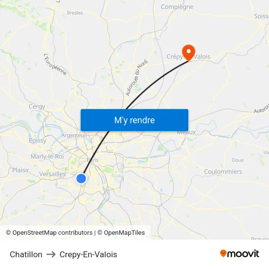 Chatillon to Crepy-En-Valois map