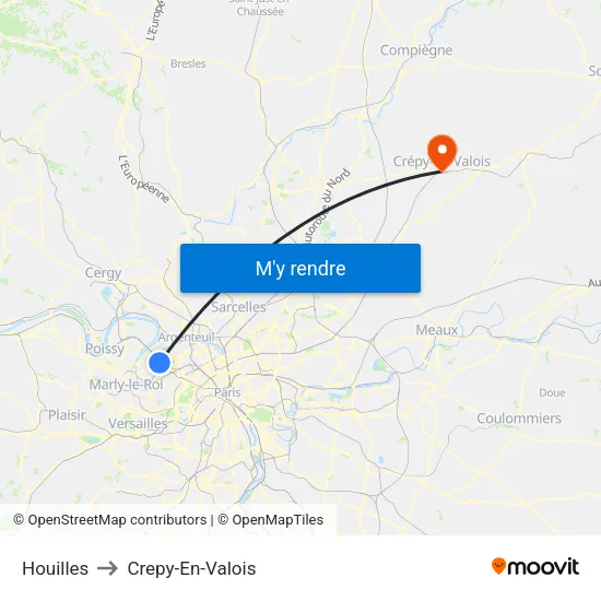 Houilles to Crepy-En-Valois map