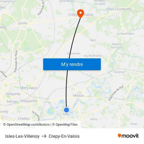 Isles-Les-Villenoy to Crepy-En-Valois map